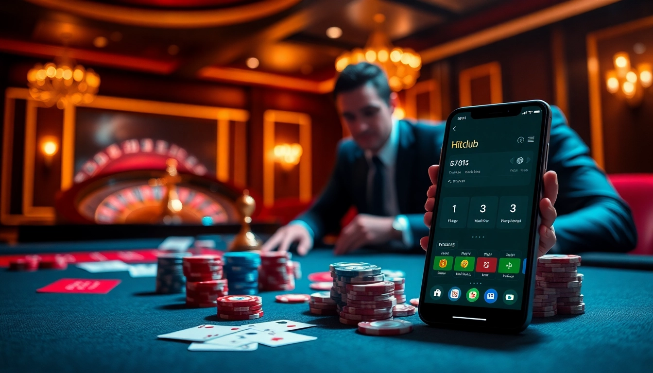 Hitclub players engaged in a thrilling casino game with poker chips and cards.