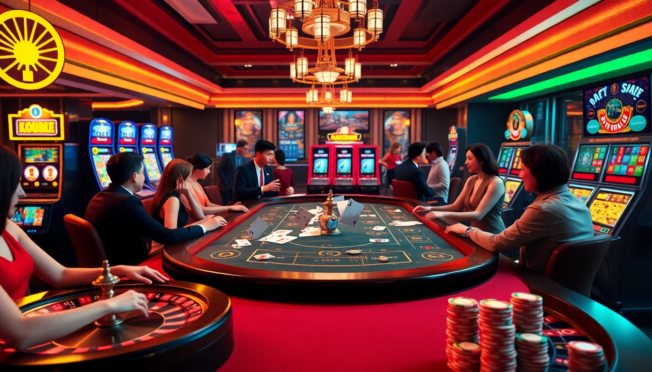 Gambling table action at https://kk55.exchange/ with vibrant colors and engaging players.