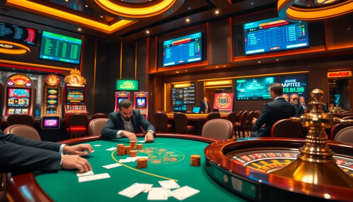 Players placing strategic bets and stacking chips at https://hz88.forum/ poker and gambling tables in a luxury casino setting