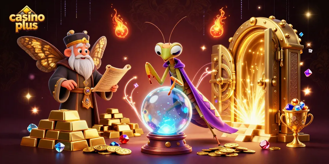 Engage with Casino Plus as the fortune teller peers into the crystal ball amidst treasure and games.